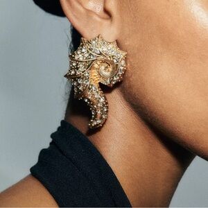 Zara Pearl Shell Earrings with Rhinestones 4736/212